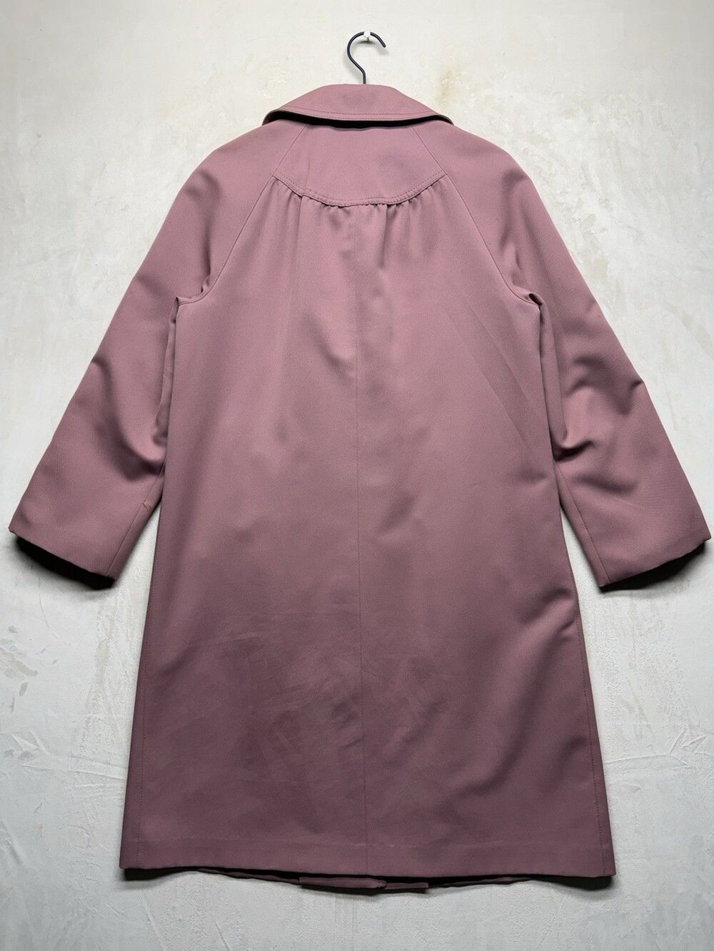 VTG 80s Forecaster Boston Trench Coat Women's M Pink Retro Woven Poly Raincoat - Picture 2 of 6